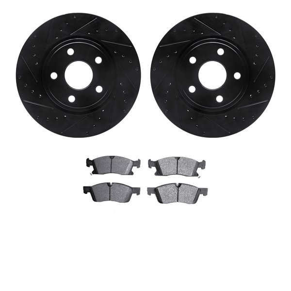 Dynamic Friction Co 8502-42002, Rotors-Drilled and Slotted-Black with 5000 Advanced Brake Pads, Zinc Coated 8502-42002